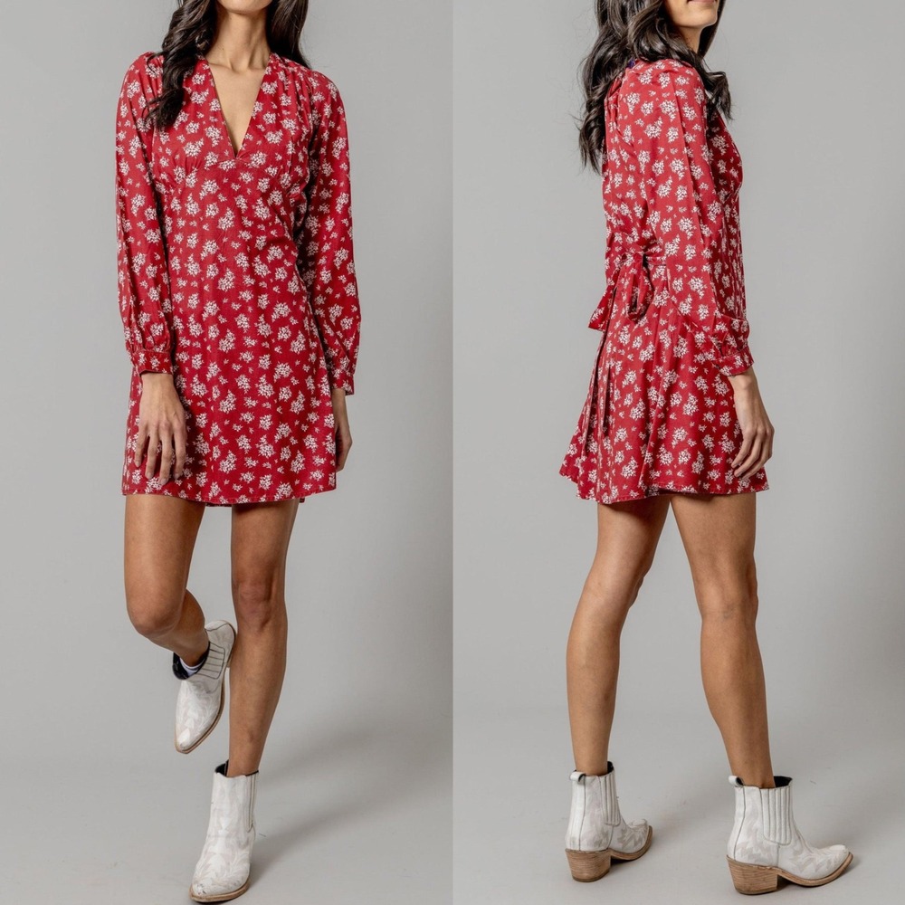 Kimes‎ Ranch Georgina Western-Inspired Tencel Mini Dress, Red Sz XL